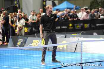 Harry makes a racket as he tries pickleball at Invictus Games demonstration