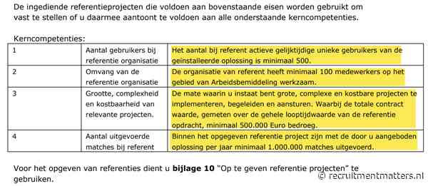 Heeft UWV het Programma van Eisen van de tender volledig laten vallen?