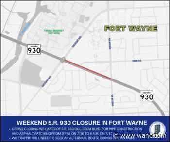 INDOT: Weekend closure planned for westbound stretch of Coliseum Boulevard