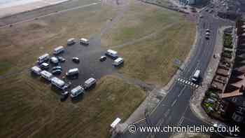 'Convoy of caravans' return to Whitley Bay's Spanish City in 'Illegal encampment