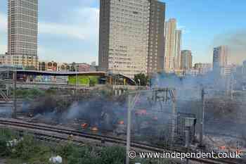 London train station closed as firefighters tackle blaze amid warning over ‘extreme’ wildfire risk
