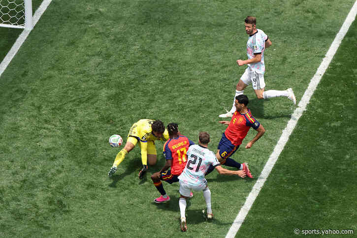 He does it AGAIN! Spain beat Belgium with Merino goal, into semis