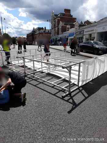 Two pedestrians seriously injured as scaffolding topples onto London high street