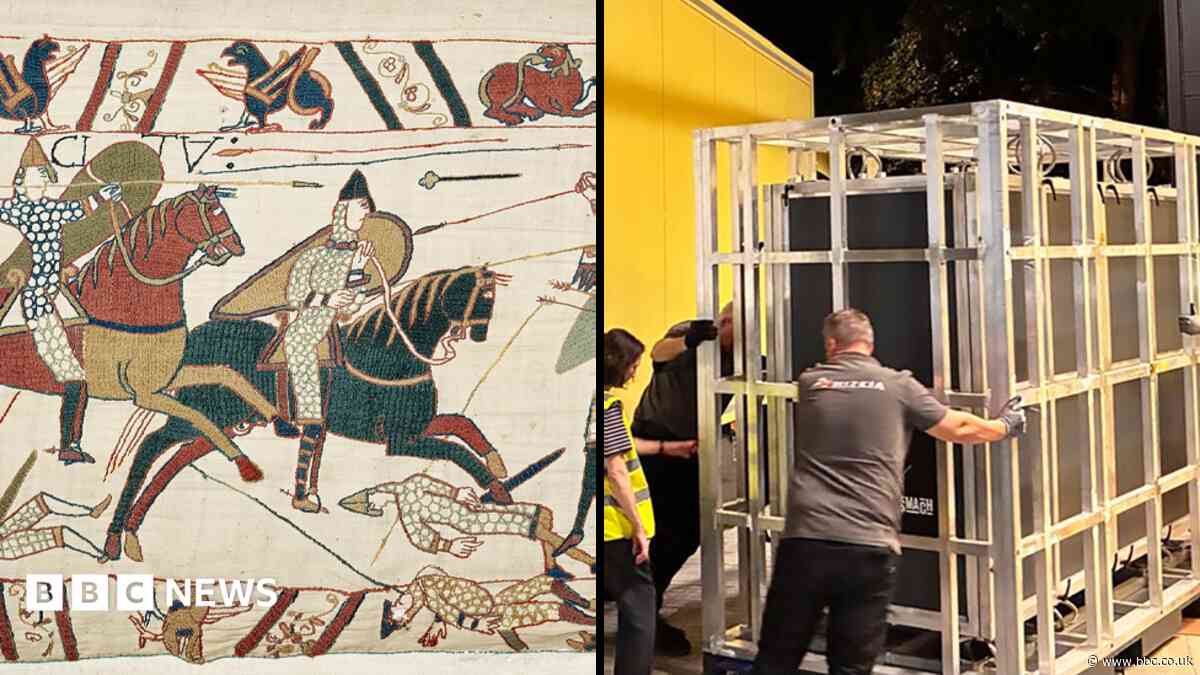 Bayeux Tapestry arrives in UK for first time in 900 years under police guard