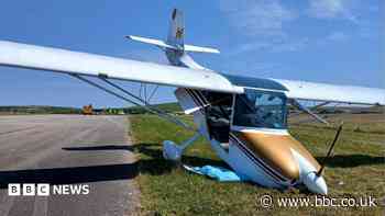 Light aircraft nose-dives during landing
