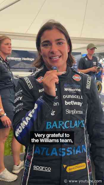 "This one's special" 💙 Hear from Jamie after her run in the FW08C at Goodwood FOS 🗣️ #f1
