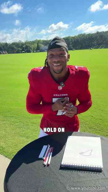 Bijan Robinson tries to draw the Falcon logo for the fourth time 👀 #atlantafalcons #nfl