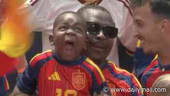 Heartwarming moment Lamine Yamal spots his adorable three-year-old brother's celebrations on the big screen as Spain set up World Cup semi-final showdown with France
