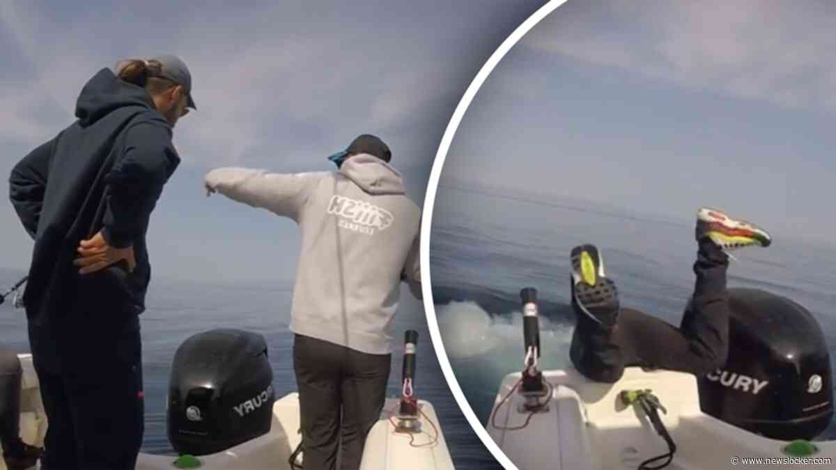 Hilarisch moment gefilmd: Man valt overboord na beet blauwvintonijn