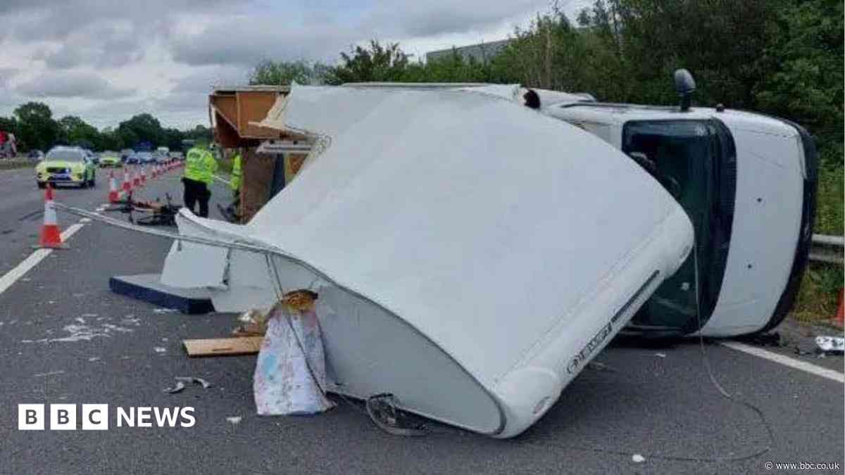 Headlines: 'Fines after hard shoulder crash' and 'river wife'