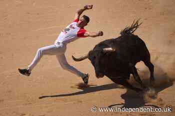 Runner gored in face and at least 12 others injured during Spain’s historic bull run festival