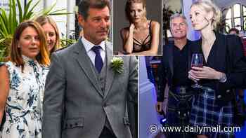 Geri and Christian Horner arrive for F1 ace David Coulthard's wedding to Swedish model 20 years his junior in star-studded ceremony in Scotland