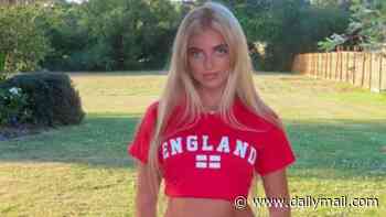 Princess Andre and Christine McGuinness stun in an England crop tops as they lead the stars supporting the Three Lions ahead of quarter-final World Cup game against Norway