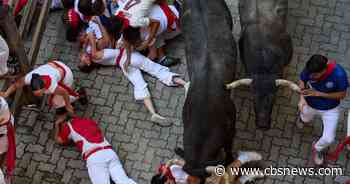 Bull gores runner in the face at Spain's San Fermin bull run festival
