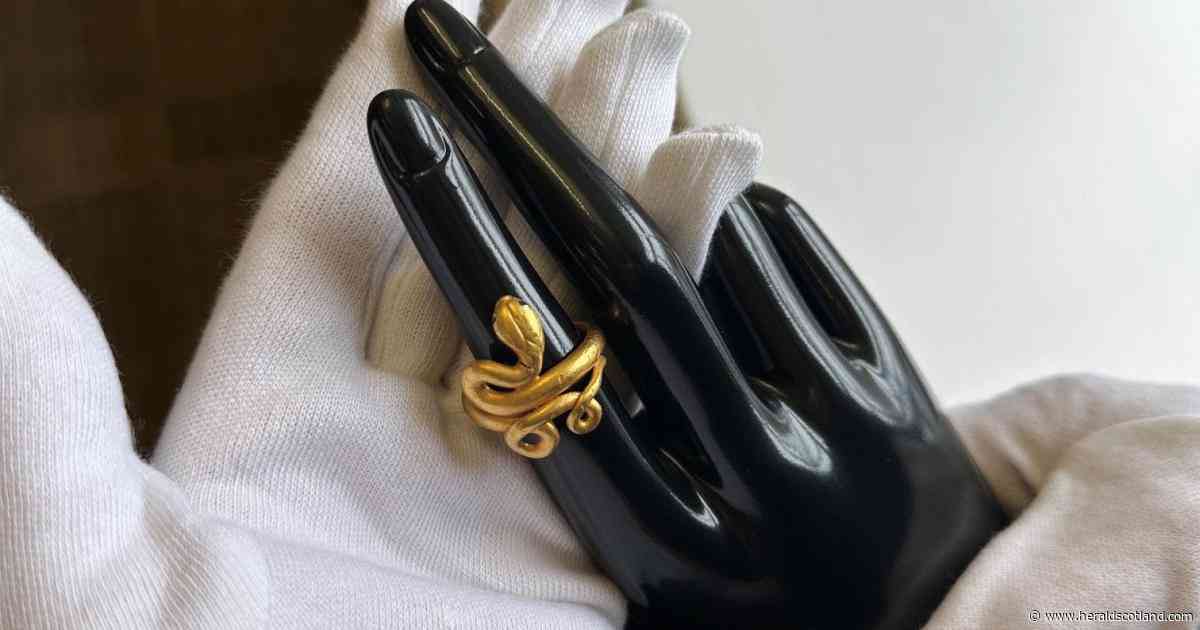Roman gold serpent ring found on Scottish beach goes on display
