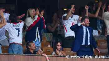 David Beckham leaps out his seat as Jude Bellingham equalises with Norway during England's quarter-final World Cup game - as Victoria keeps her calm