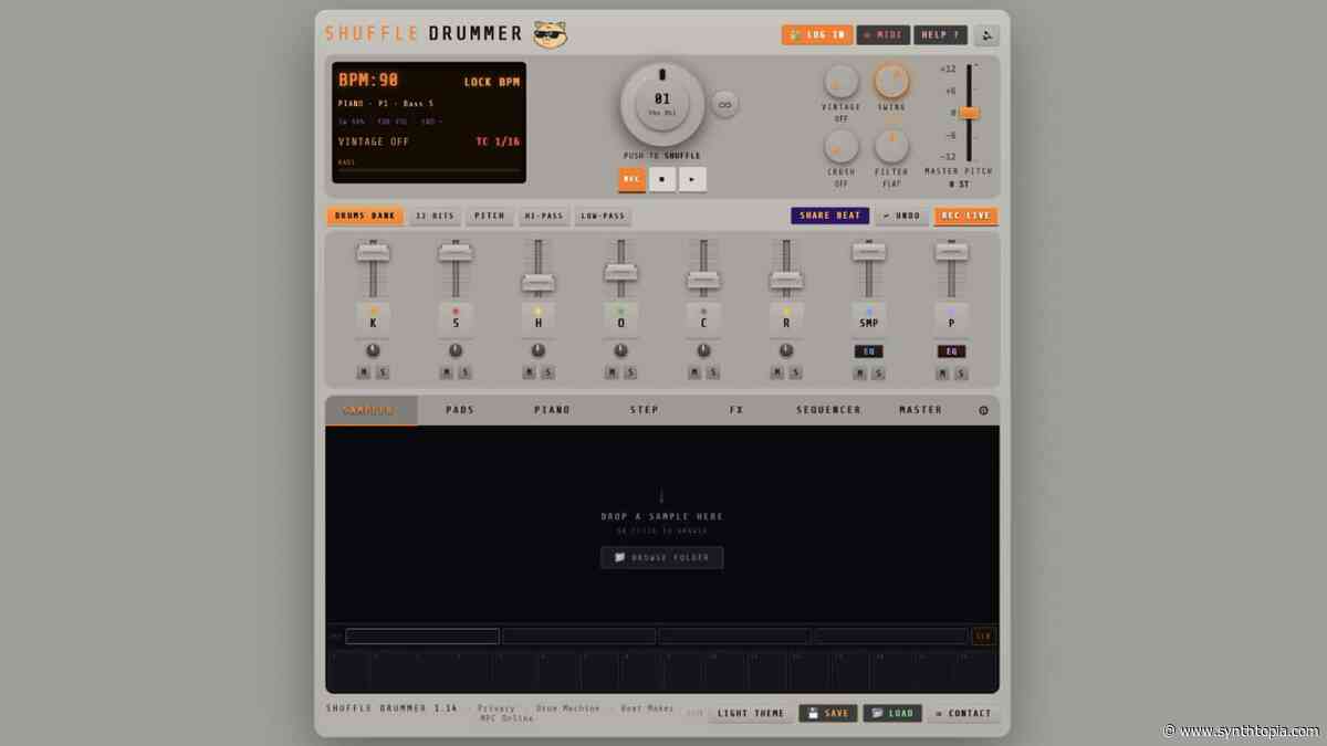 Free, Browser-Based Drum Machine, Shuffle Drummer