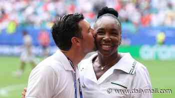 Venus Williams packs on the PDA with new husband as they enjoy VIP treatment at England-Norway World Cup clash