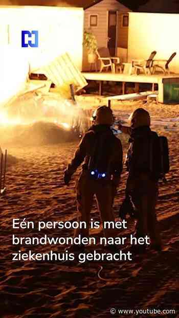 Zes strandhuisjes volledig VERWOEST door grote BRAND bij Wijk aan Zee.