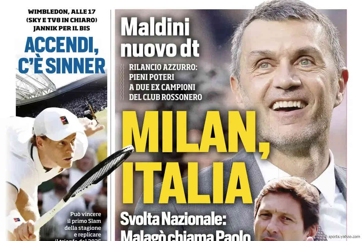 Today’s Papers: Maldini yes for Italy, Khalaili concerns for Inter, Sinner final