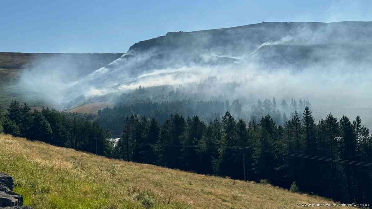 Dovestone moor fire LIVE as blaze rages for second following reports of 'youths setting off fireworks'