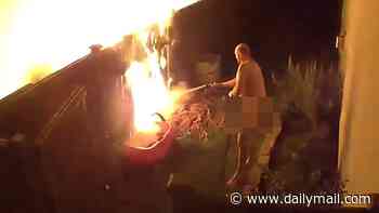 US Navy veteran springs into action after midnight fire erupts outside his home...battling the blaze completely NAKED