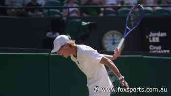 Cruz Hewitt has fallen short of a clinching a Wimbledon title 24 years after dad Lleyton’s greatest moment