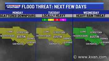 Rounds of downpours, flood threat on Monday