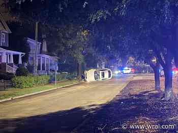 Driver flips vehicle on its side in Glenwood Avenue crash in Raleigh