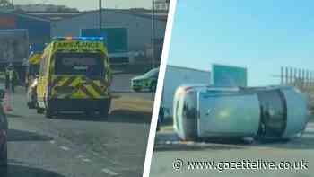 Footage shows car flip at Hartlepool junction that sparked 999 response