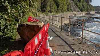 Footpath connecting two Welsh beaches reopens after huge rock falls from above