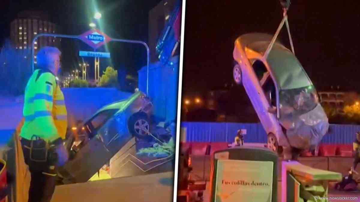 Ravage na ongeluk Madrid: auto rijdt trap van metro af