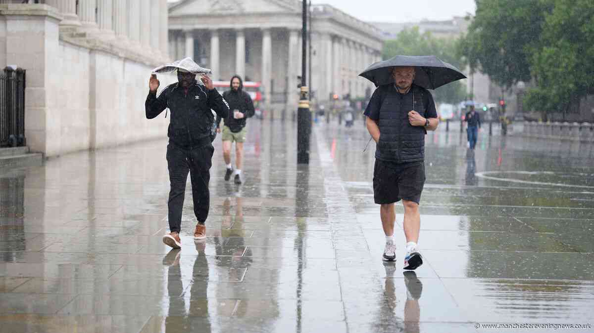 Met Office names UK area at risk of rain and thunderstorms on two days this week