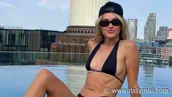 Ashley Roberts poses poolside in a tiny bikini before squeezing into her childhood tap dance dress aged 44