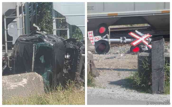 Train strikes crashed car at Deroche rail crossing
