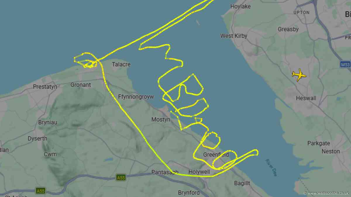 Pilot spells out mischievous message during test flight off Welsh coast