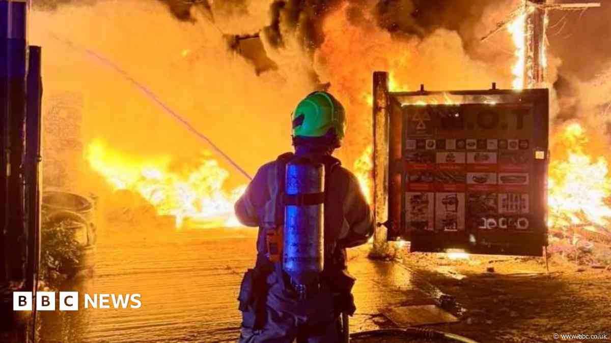Blaze at tyre yard tackled by 40 firefighters