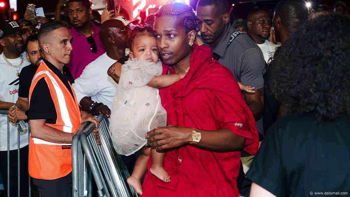 Rihanna's partner A$AP Rocky brings her mini-me daughter Rocki to see her perform at Jay-Z's midnight concert