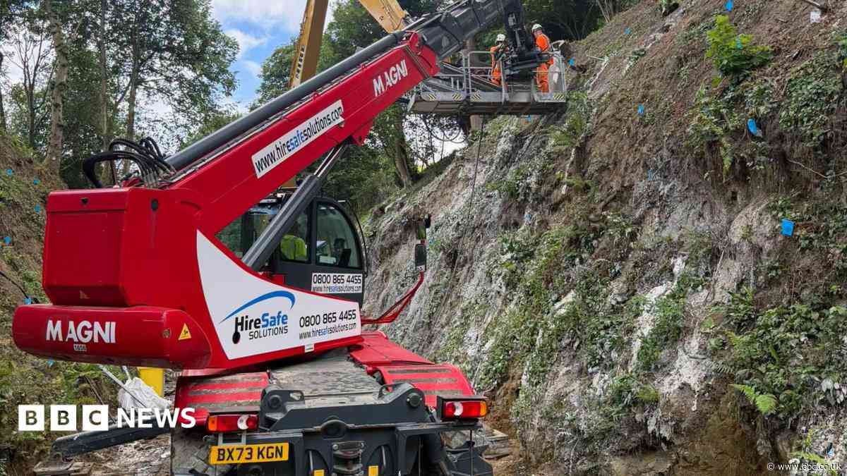 Landslip road stabilisation work hits halfway point