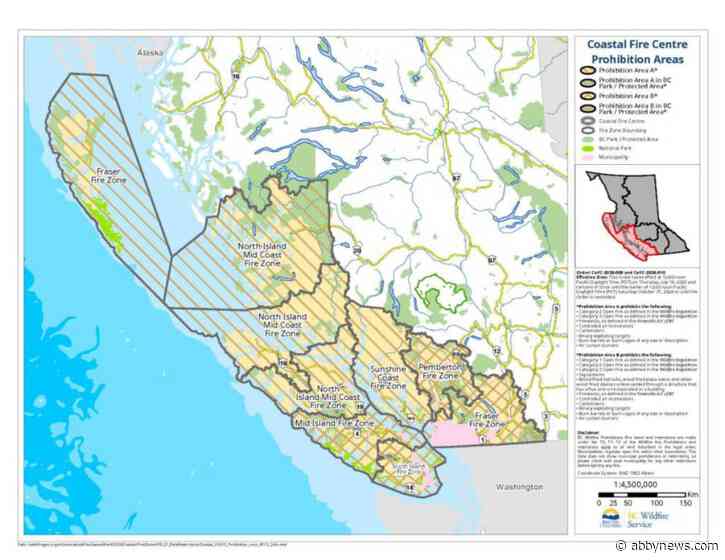 Fire ban lands Thursday across south coast of B.C.