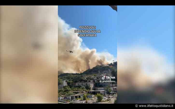 Vasto incendio alla Solfatara di Pozzuoli, famiglie evacuate e decine di auto distrutte. Il video