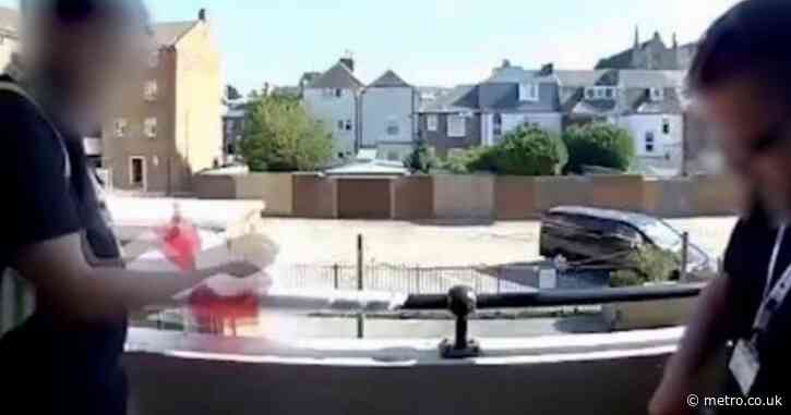 Council workers caught on camera ripping down England flags ahead of World Cup semi-final