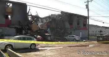 1 person dead after vehicle hits Edmonton building, causing explosion and massive fire