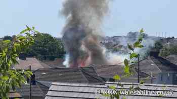 Smoke billows from scene of fire in Welsh town