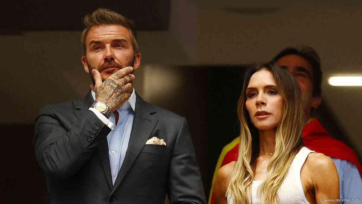 David Beckham cheers on Spain in the World Cup semi-final after his four-year spell in Madrid as he's joined by his wife Victoria and their family after THAT instant meme reaction