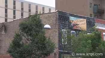 Crack visible on side of building which neighbored Bliss Building