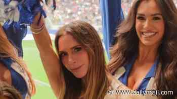 Victoria Beckham poses with pom poms as she fangirls over the Dallas Cowboys Cheerleaders - and they even leave Timothee Chalamet 'starstruck'
