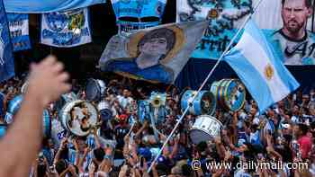 This is what awaits you, England! Argentina fans take over Atlanta and 'wave Falklands flags' as police brace for 'highest risk' World Cup match between bitter rivals