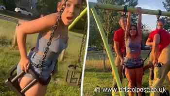 Firefighters have to rescue girl, 15, after she decided to get into swing