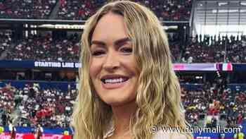 Pregnant Laura Woods shows off her bump as she presents ITV's coverage of the World Cup semi-final and says 'this baby doesn't know how lucky they are'